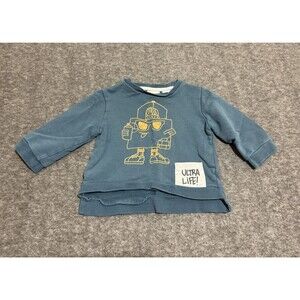 Zara Baby Boy Children's Long Sleeve Sweatshirt Print Blue 9/12 Months